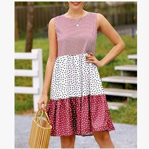 Brand new! Stripes&Polka Dots~Burgundy/Black/White